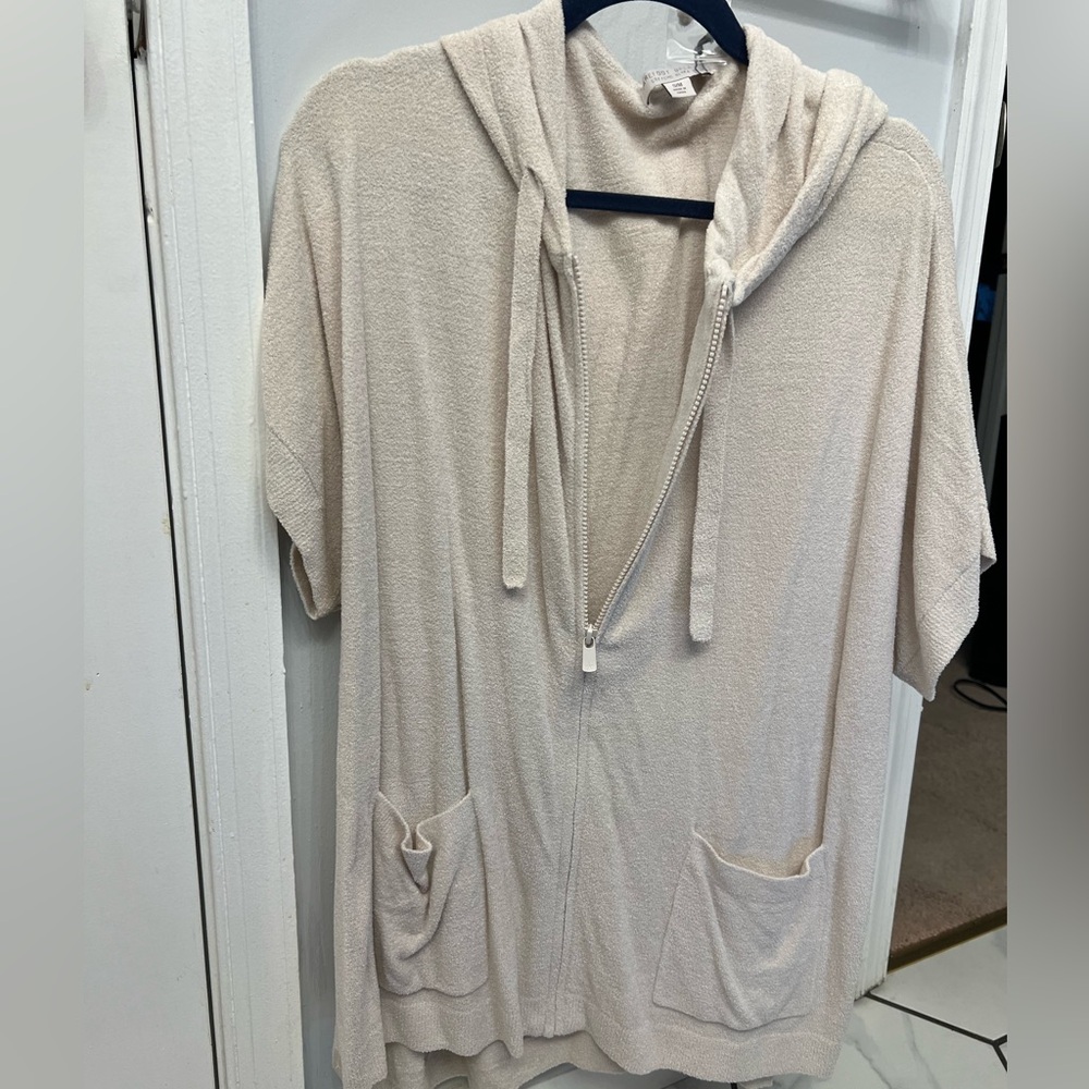 Barefoot Dreams Cozy Chic Ultra Lite Cardigan Zip Up Hoodie (New) - Almond